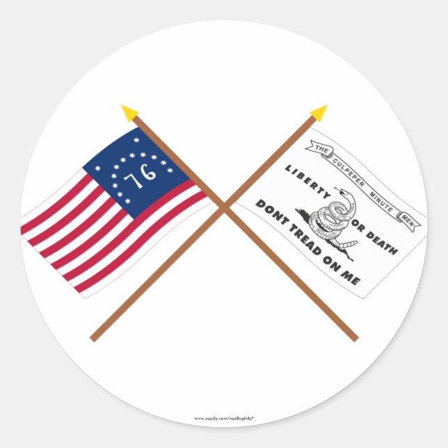 Crossed Bennington and Culpeper Flags Classic Round Sticker (Front)