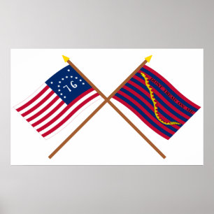 Crossed Bennington and South Carolina Navy Flags Poster