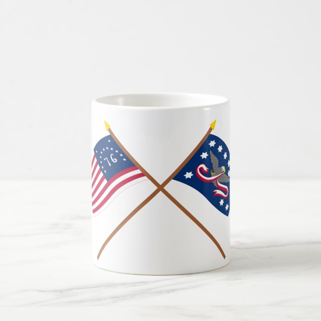 Crossed Bennington and Whiskey Rebellion Flags Coffee Mug (Center)