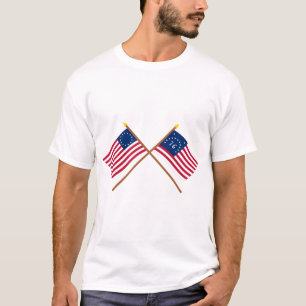 Crossed Betsy Ross and Bennington Flags T-Shirt