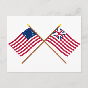 Crossed Betsy Ross and Grand Union Flags Postcard