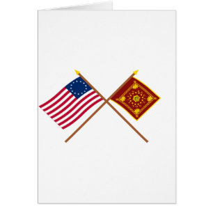 Crossed Betsy Ross and Pulaski Flags