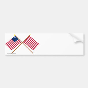 Crossed Betsy Ross and Sons of Liberty Flags Bumper Sticker