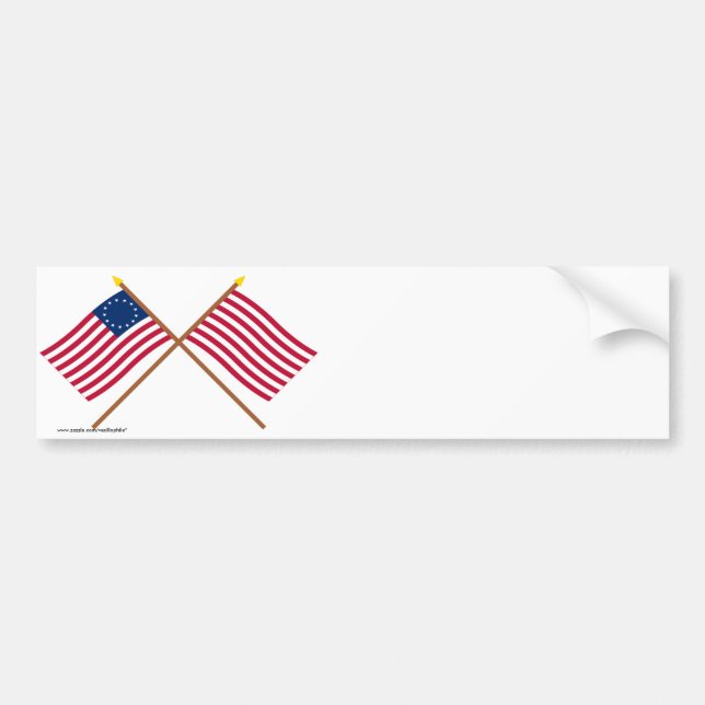 Crossed Betsy Ross and Sons of Liberty Flags Bumper Sticker (Front)