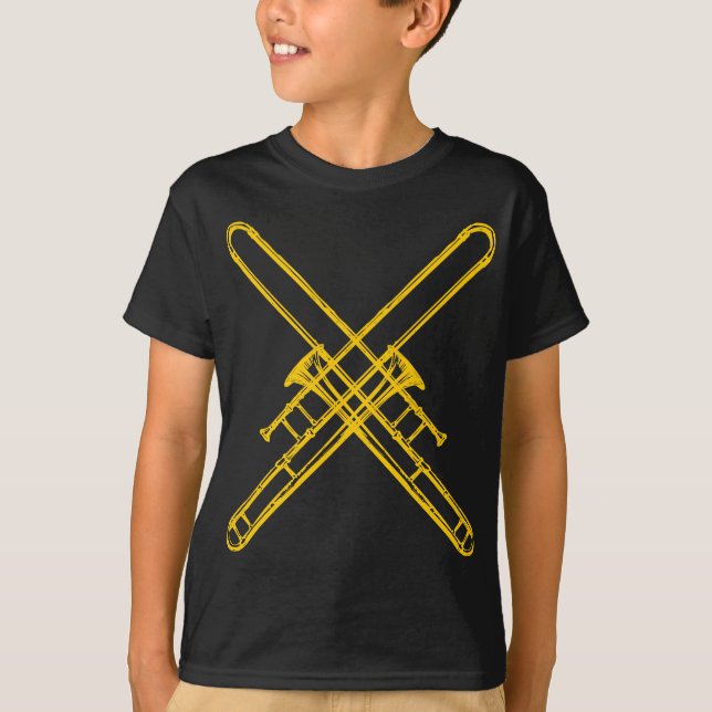 Crossed "Brass" Trombones T-Shirt (Front)