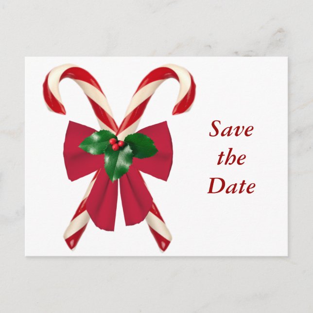 Crossed Candy Canes with Bow Postcard (Front)