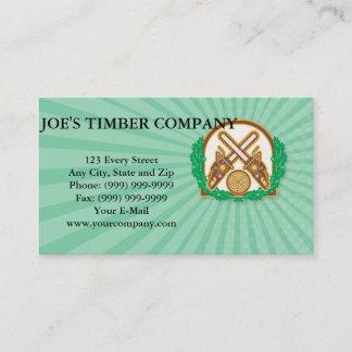 Crossed Chainsaw Timber Wood Leaf Business Card