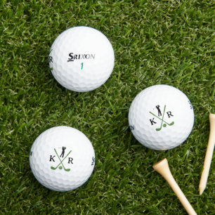 Crossed Clubs Golfer Custom Monogrammed Golf Balls