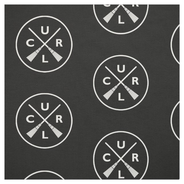 Crossed Corn Brooms Fabric - Black and White (Swatch)