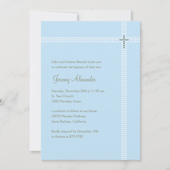 Crossed Corner Baptism/Christening Invitation (Front)