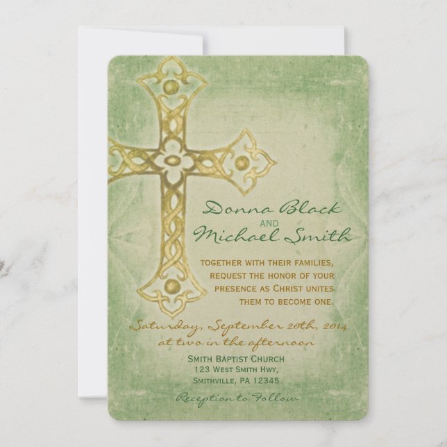 Crossed Corner Religious Wedding Invitations (Front)