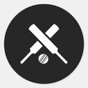 Crossed Cricket Ts Classic Round Sticker