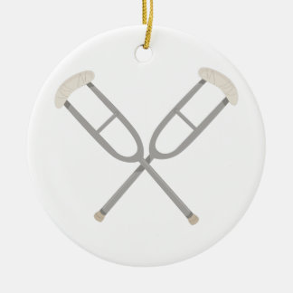 Crossed Crutches Ceramic Ornament