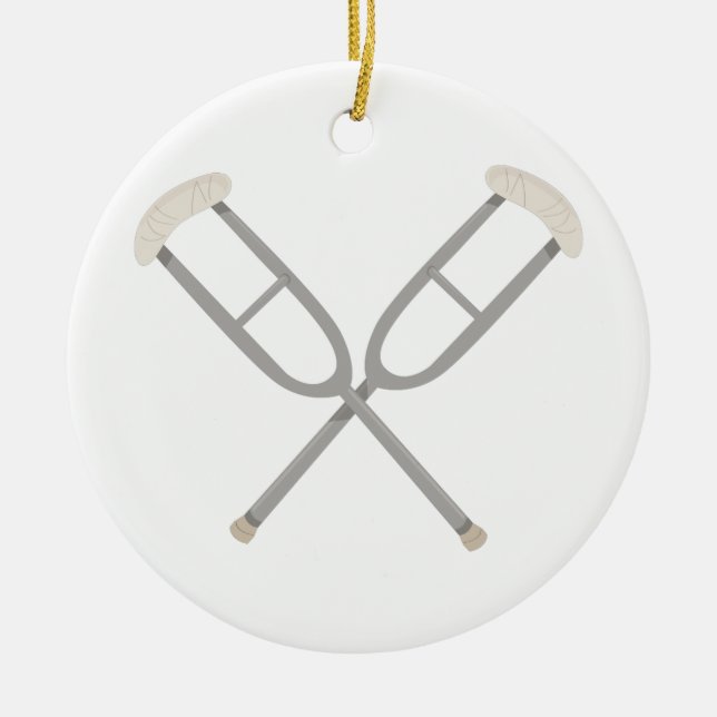 Crossed Crutches Ceramic Ornament (Front)