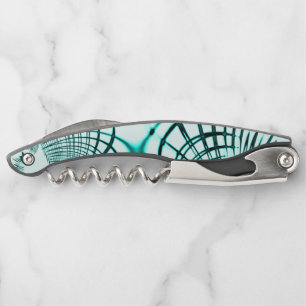 Crossed cyan aqua curved lines on light background corkscrew