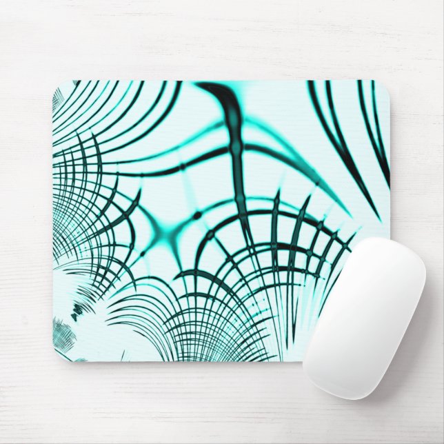 Crossed cyan curved traces on light background mouse pad (With Mouse)
