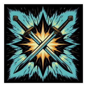 Crossed Fantasy Arrows with Glowing Energy – Dynam Poster