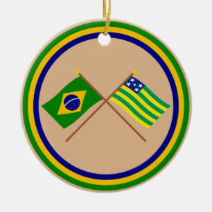 Crossed Flags of Brazil and Goiás Ceramic Ornament