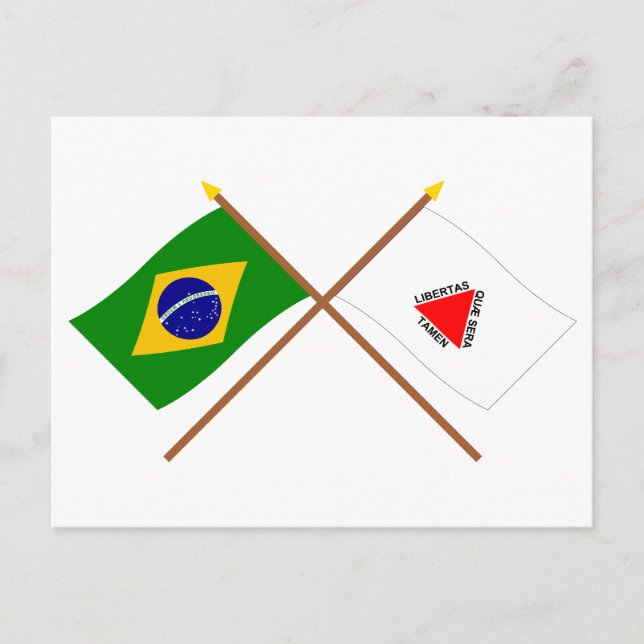 Crossed Flags of Brazil and Minas Gerais Postcard (Front)