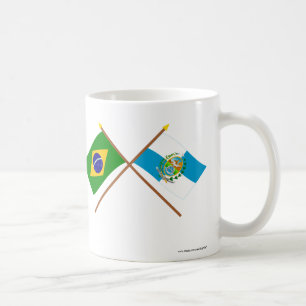 Crossed Flags of Brazil and Rio de Janeiro Coffee Mug