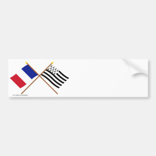 Crossed flags of France and Bretagne Bumper Sticker