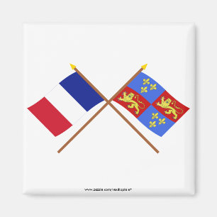 Crossed flags of France and Landes Magnet