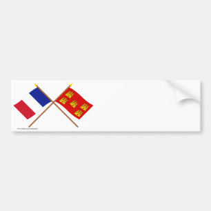 Crossed flags of France and Poitou-Charentes Bumper Sticker
