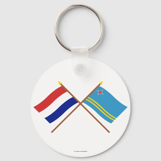 Crossed flags of Holland and Aruba Key Ring (Front)