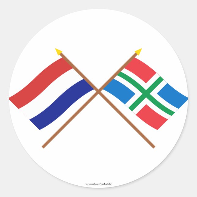 Crossed flags of Holland and Groningen Classic Round Sticker (Front)