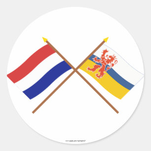 Crossed flags of Holland and Limburg Classic Round Sticker