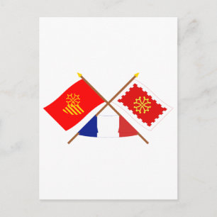 Crossed flags of Languedoc-Roussillon and Aude Postcard