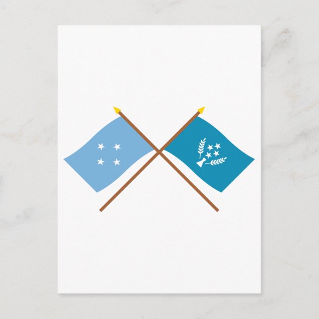 Crossed Flags of Micronesia and Kosrae Postcard (Front)
