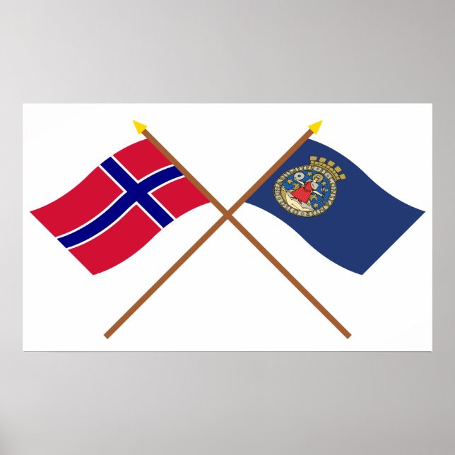 Crossed flags of Norway and Oslo Poster (Front)