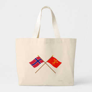 Crossed flags of Norway and Sør-Trøndelag Large Tote Bag