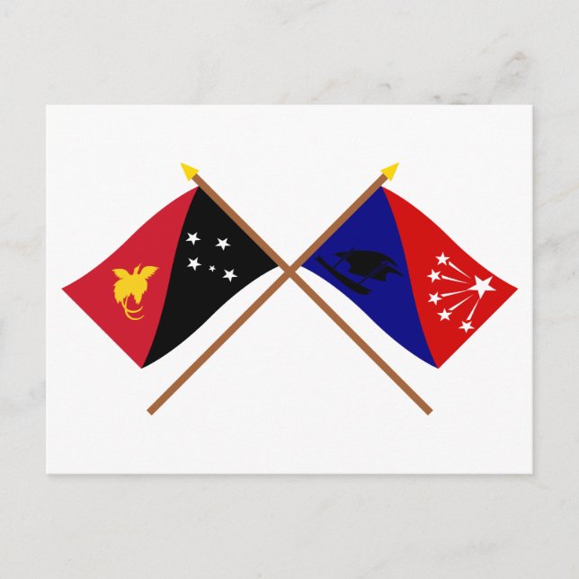 Crossed flags of PNG and Central Province Postcard (Front)