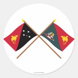 Crossed flags of PNG and East Sepik Province Classic Round Sticker