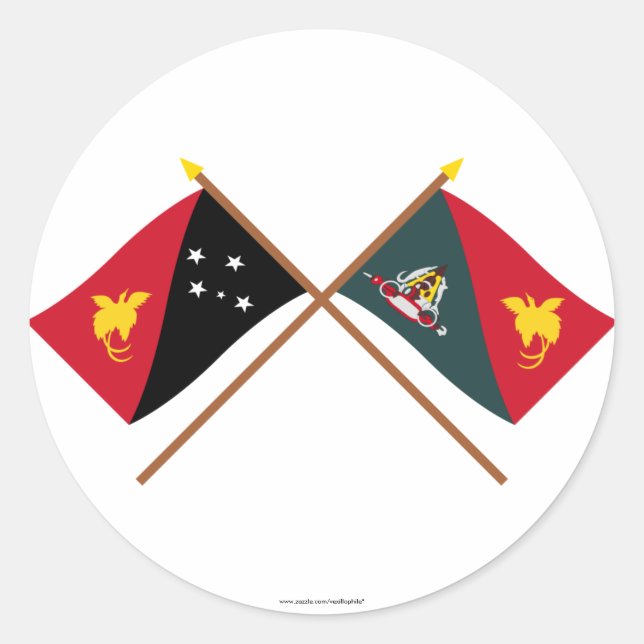 Crossed flags of PNG and East Sepik Province Classic Round Sticker (Front)