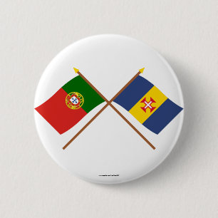 Crossed Flags of Portugal and Madeira 6 Cm Round Badge