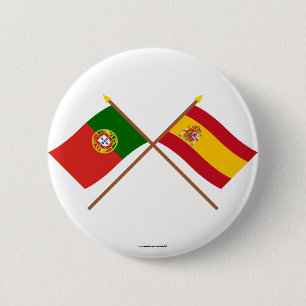 Crossed Flags of Portugal and Spain 6 Cm Round Badge