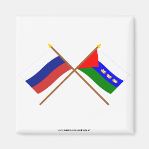 Crossed flags of Russia and Tyumen Oblast Magnet