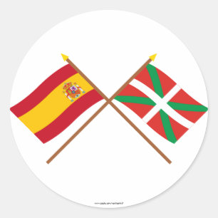 Crossed flags of Spain and País Vasco (Euskadi) Classic Round Sticker