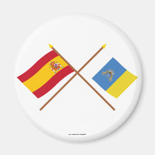 Crossed flags of Spain and the Canary Islands Magnet