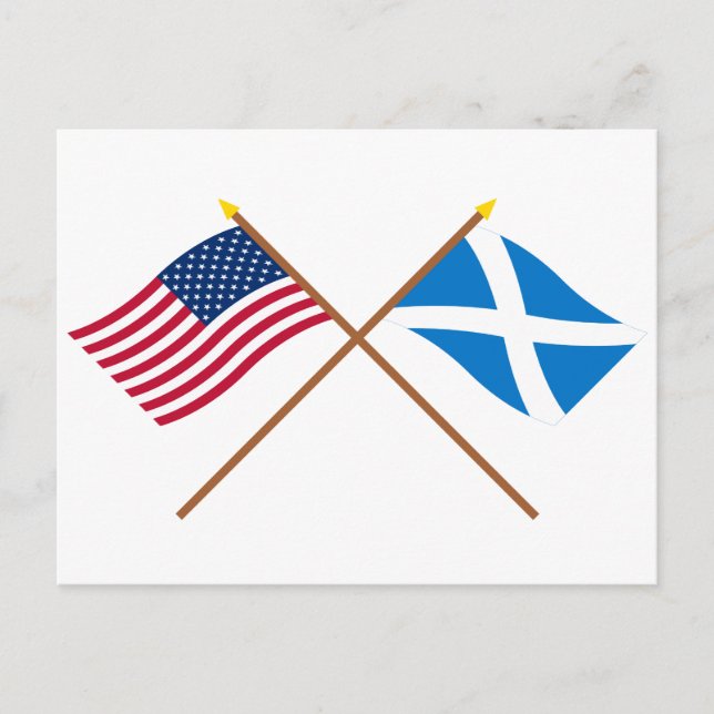 Crossed Flags of the USA and Scotland (Cross) Postcard (Front)