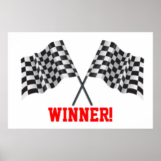 crossed flags representing sport or finishing line poster