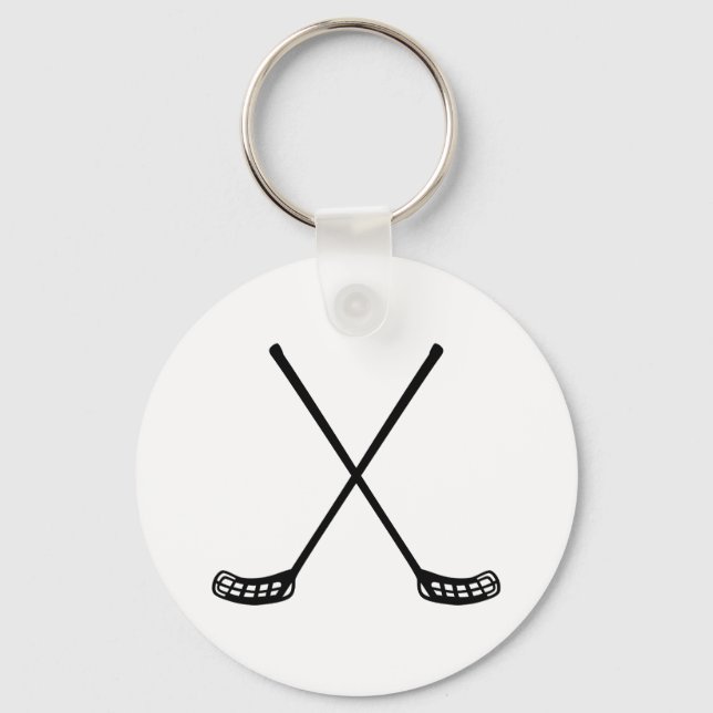 Crossed floorball rackets key ring (Front)