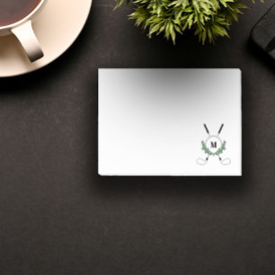 Crossed Golf Clubs Monogram Post-it Notes