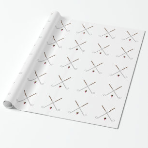 Crossed Golf Clubs Wrapping Paper