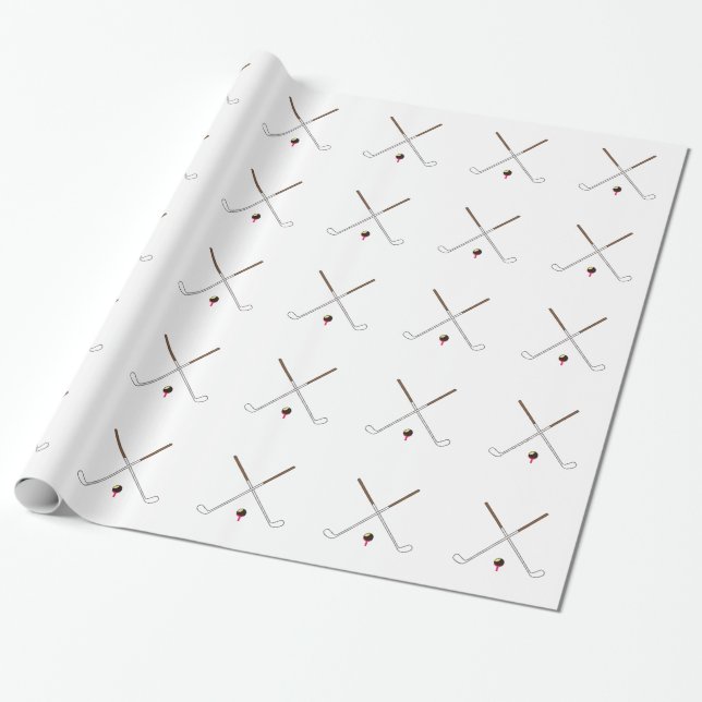 Crossed Golf Clubs Wrapping Paper (Unrolled)