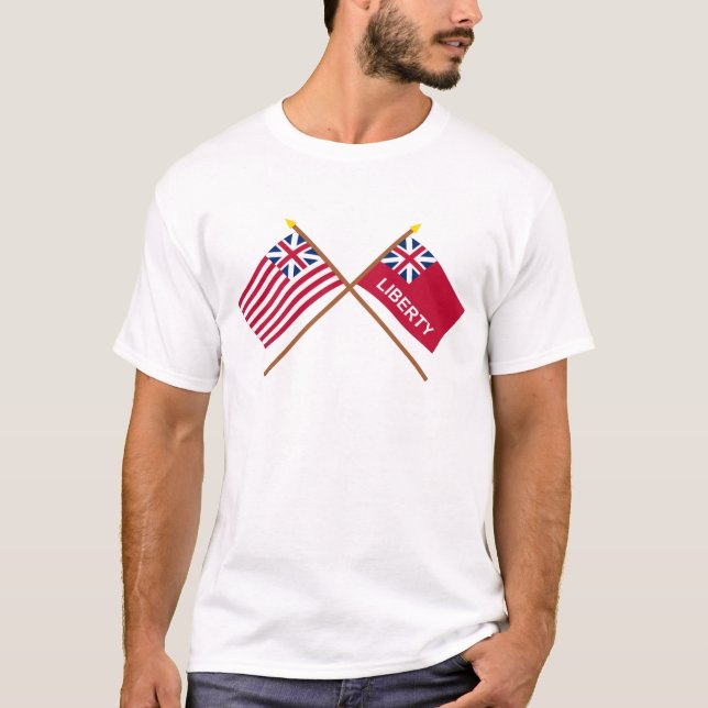 Crossed Grand Union and Liberty Flags T-Shirt (Front)