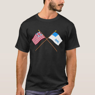 Crossed Grand  Union  and RI 1st Regiment Flags T-Shirt